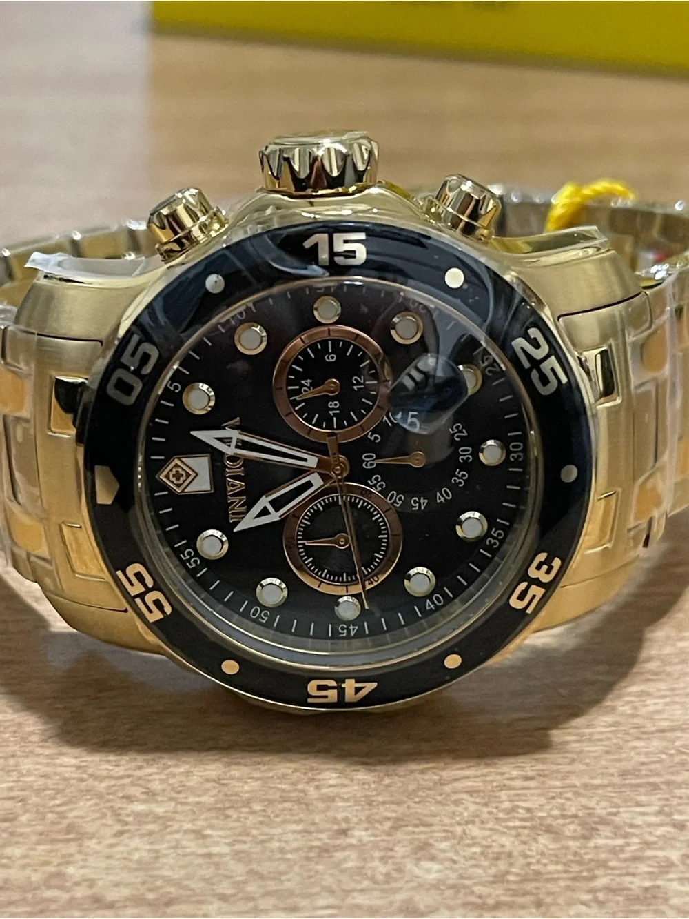 New Invicta Pro Diver SCUBA Men's Watch - 48mm. Gold & Black Dial and Bezel